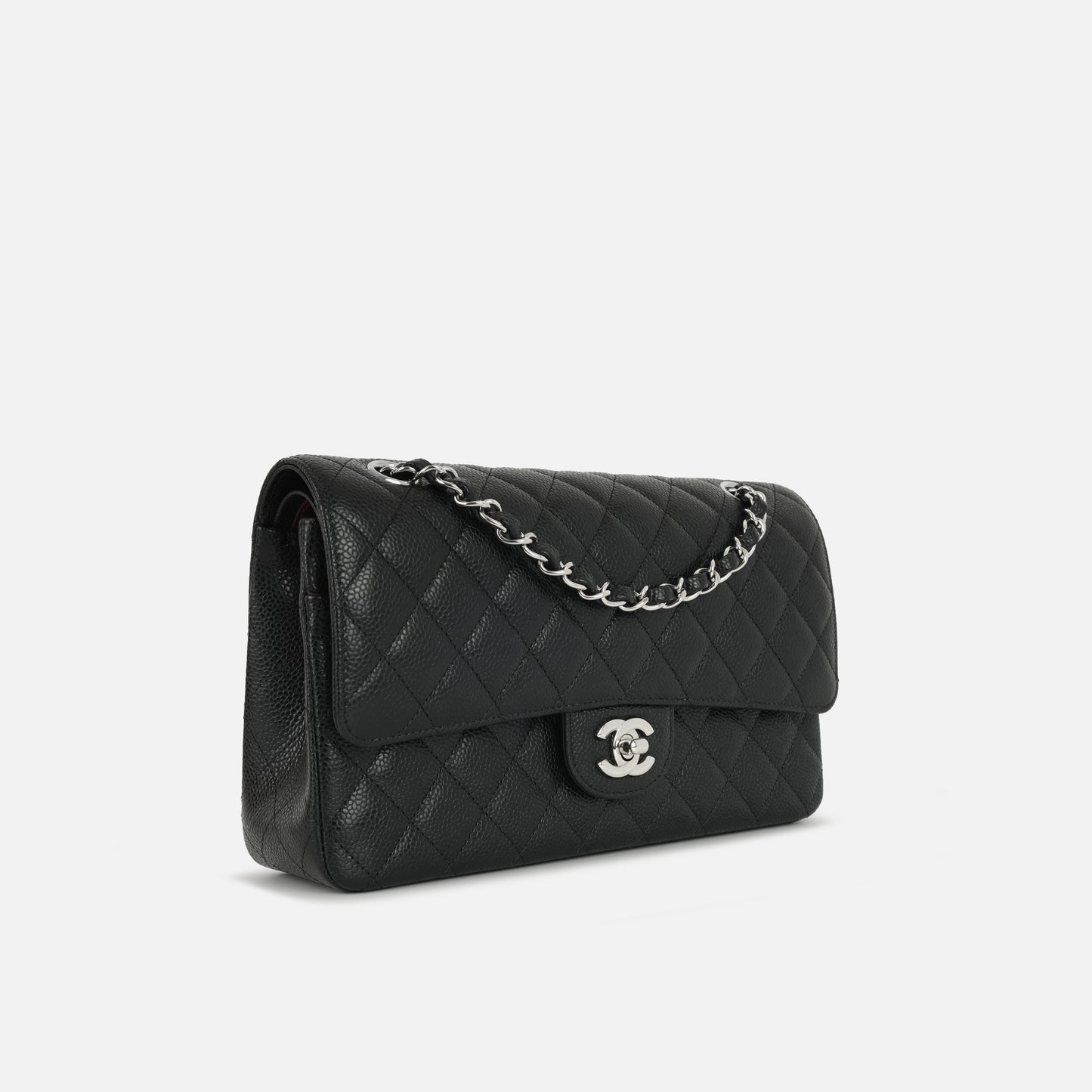Chanel Medium Classic Flap Black Caviar SHW Plaque Series