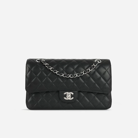 Chanel Medium Classic Flap Black Caviar SHW Plaque Series