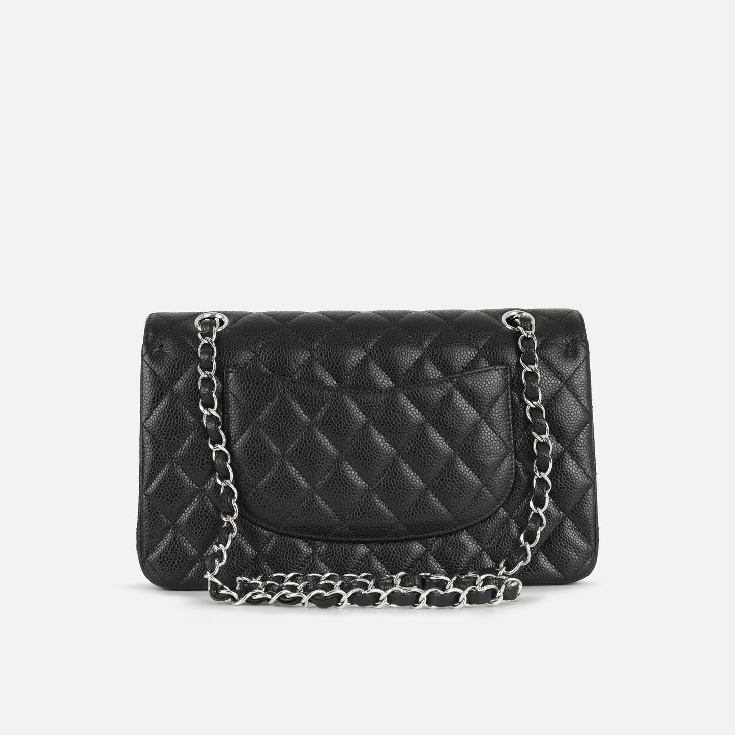 Chanel Medium Classic Flap Black Caviar SHW Plaque Series