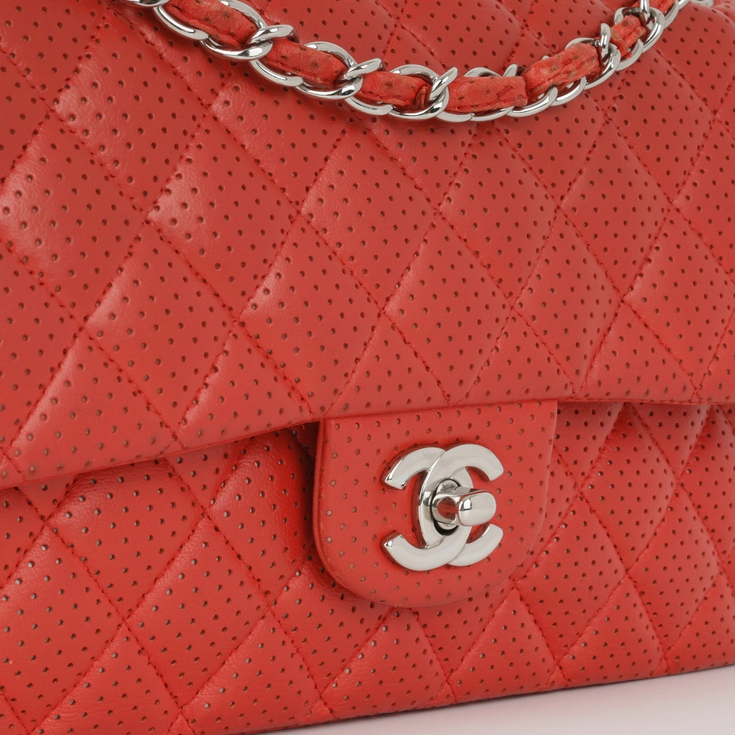 Chanel Medium Classic Flap Red Perforated Lambskin SHW 2006
