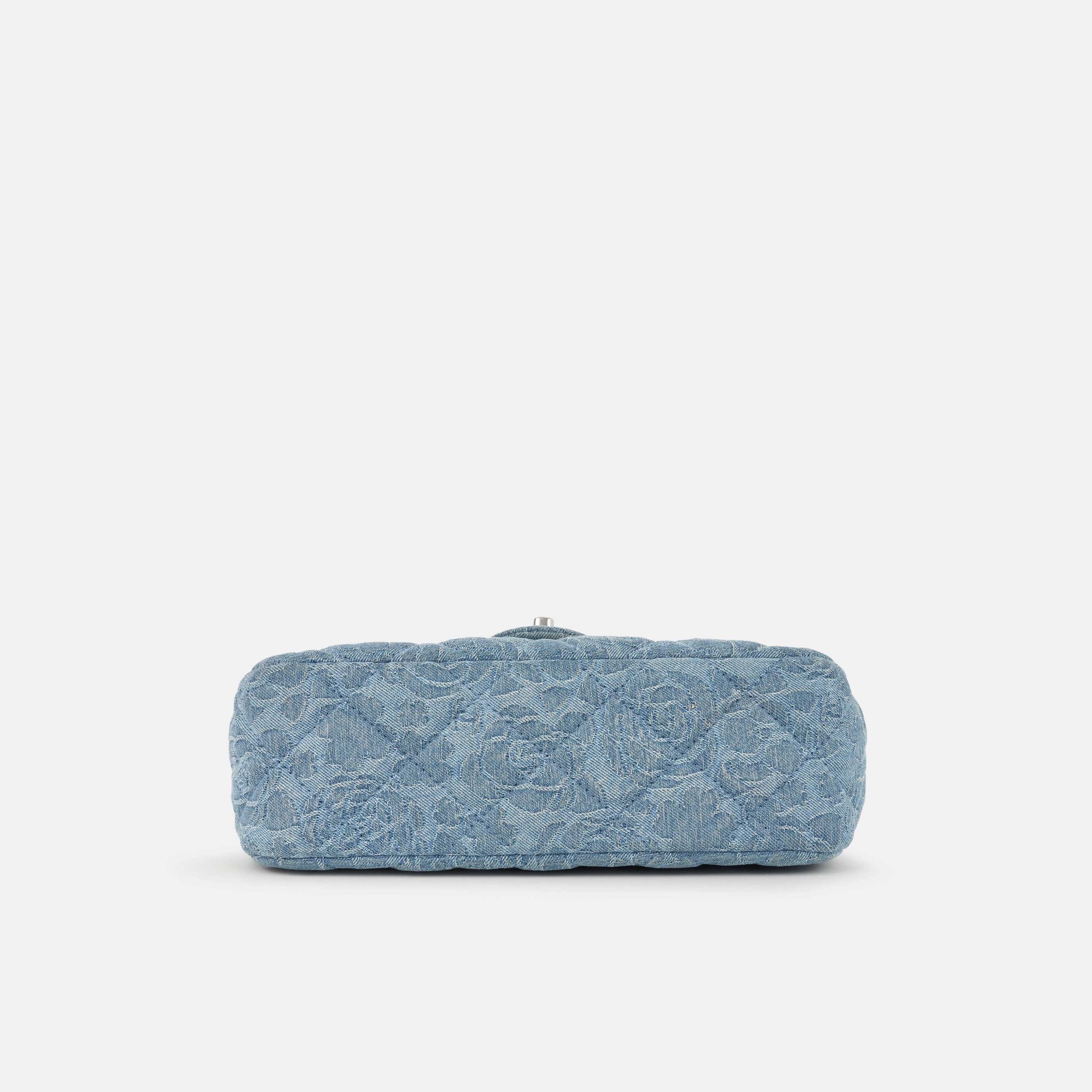 Chanel Mediun Denim Quilted Camellia Flap
