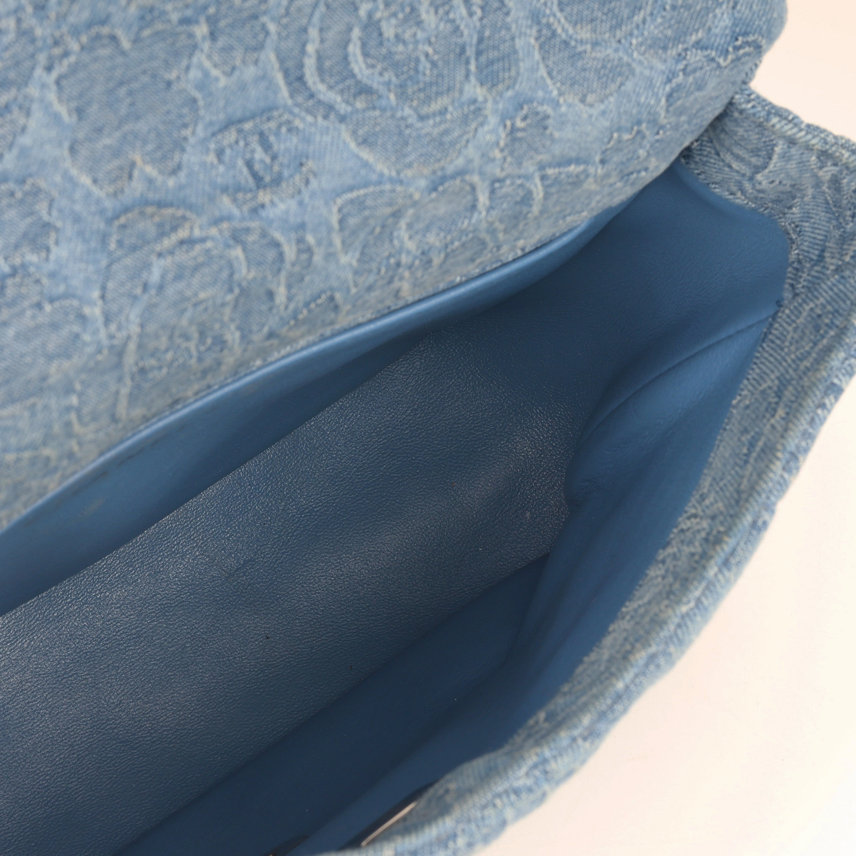 Chanel Mediun Denim Quilted Camellia Flap