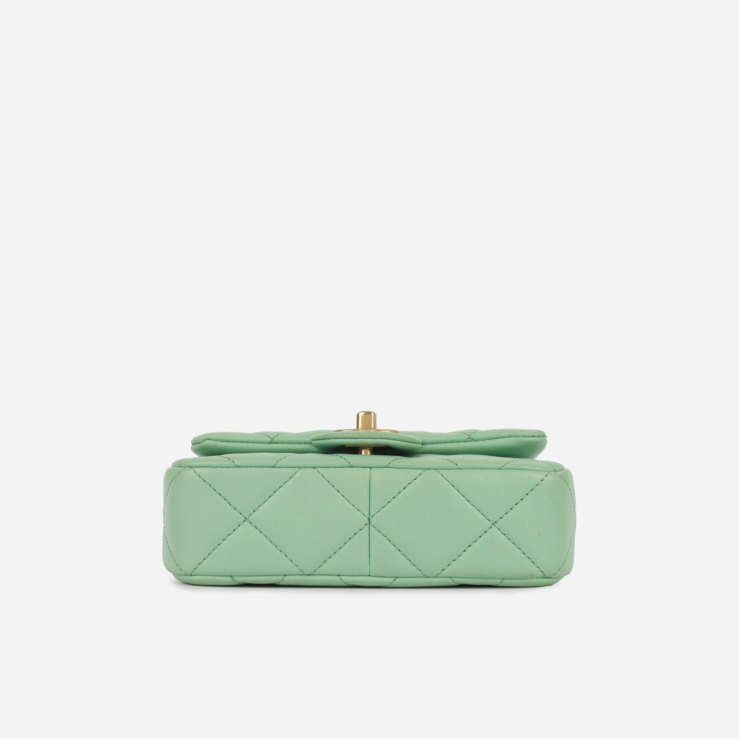 Chanel Mini Square Pearl Crush Flap Bag Green Tea Quilted Lambskin BGHW