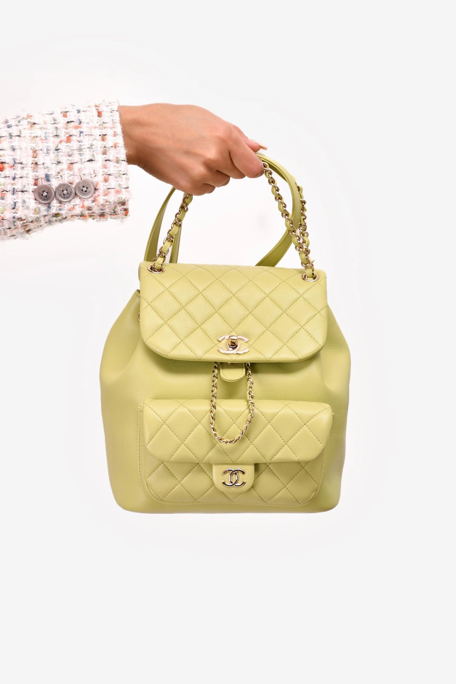 Chanel Mint Green Lambskin Small GHW Duma Backpack
