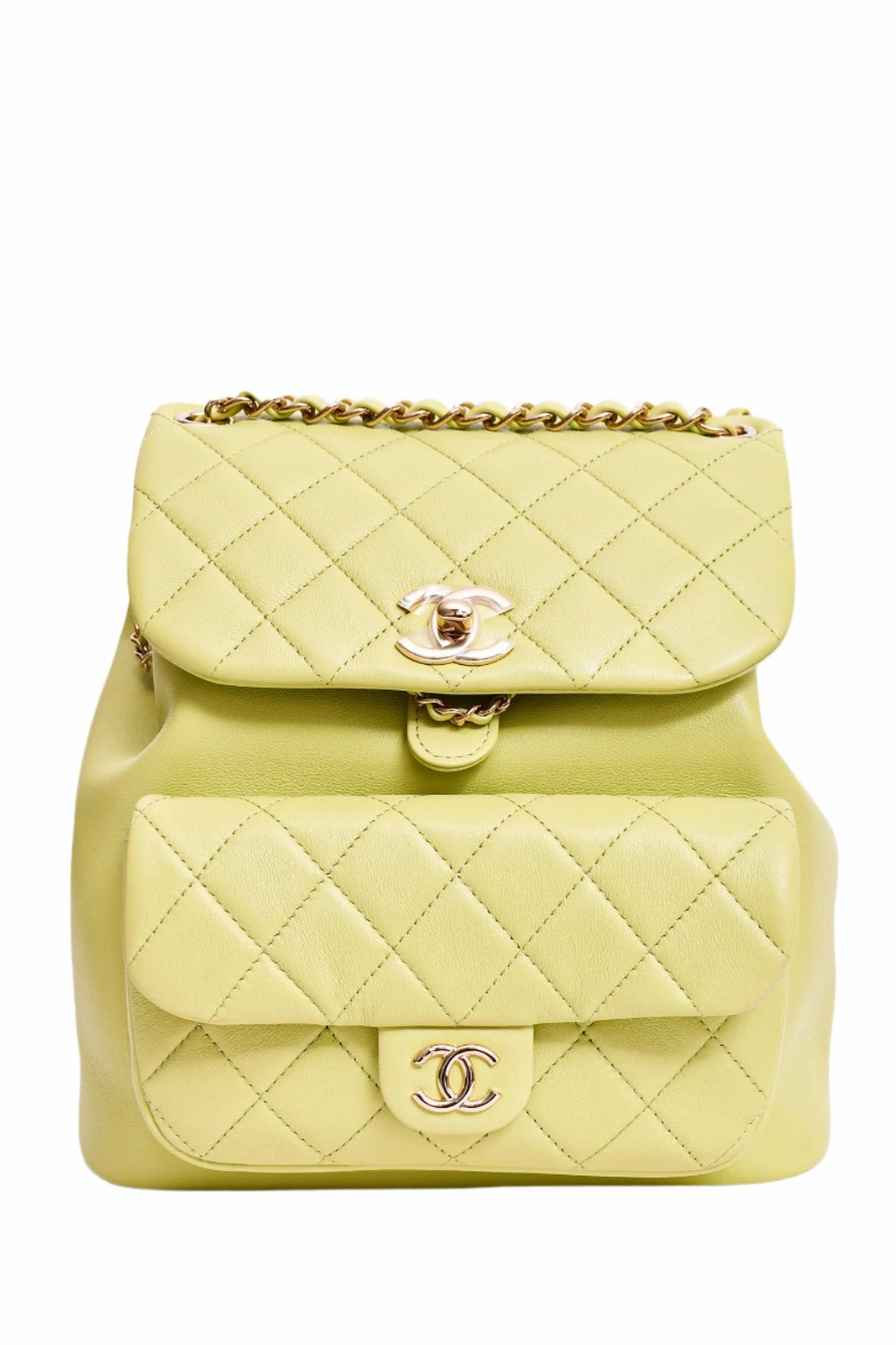 Chanel Mint Green Lambskin Small GHW Duma Backpack