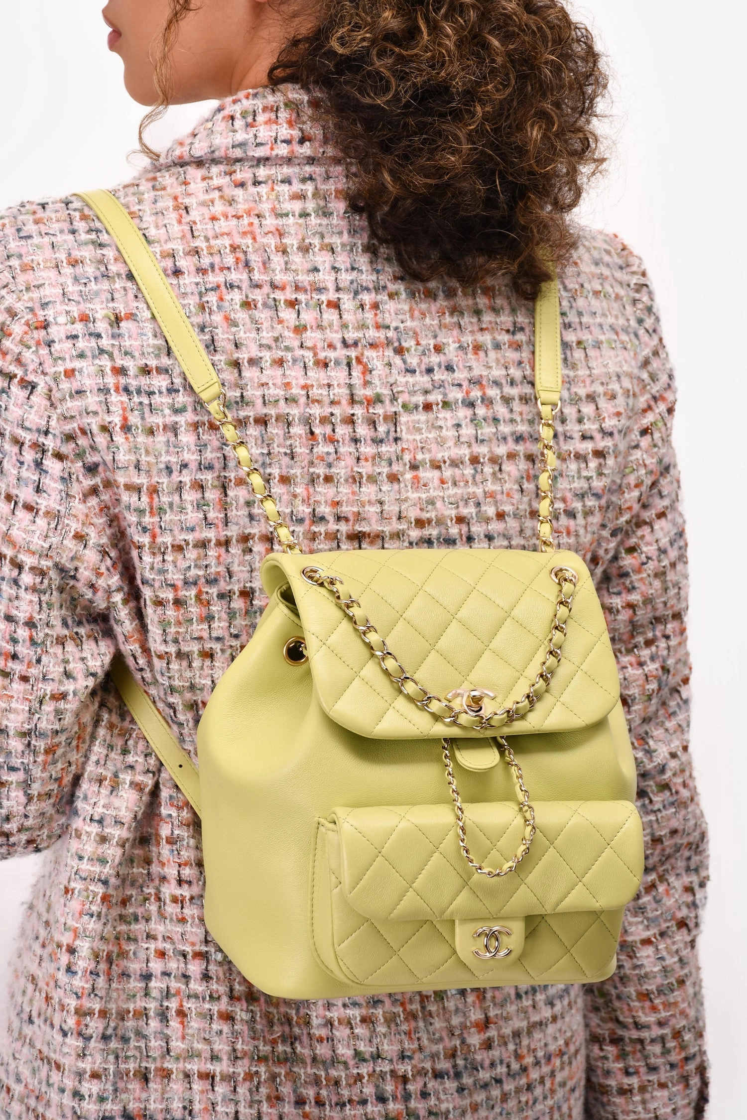 Chanel Mint Green Lambskin Small GHW Duma Backpack