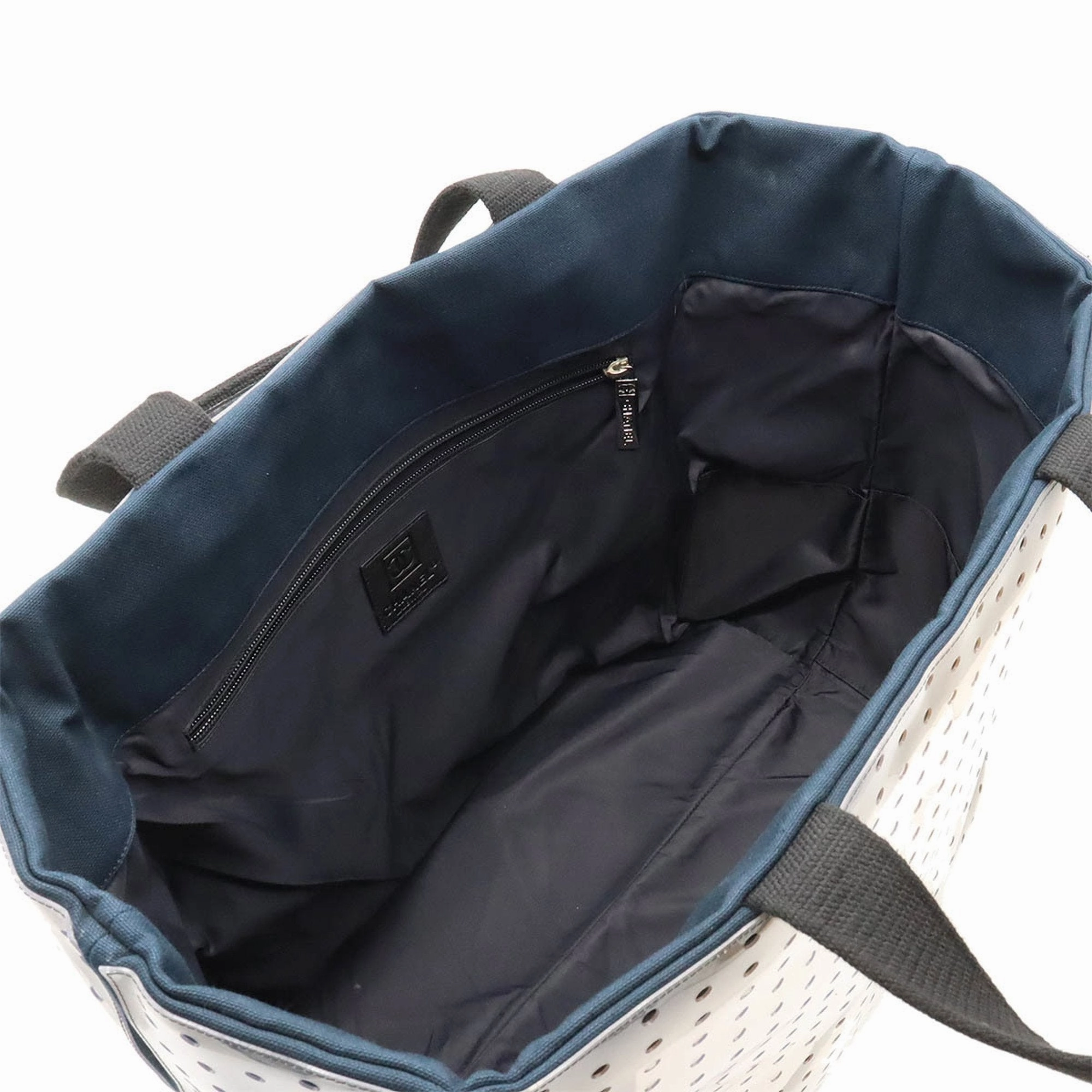 Chanel Navy Vinyl Canvas Tote Bag (Pre-Owned)