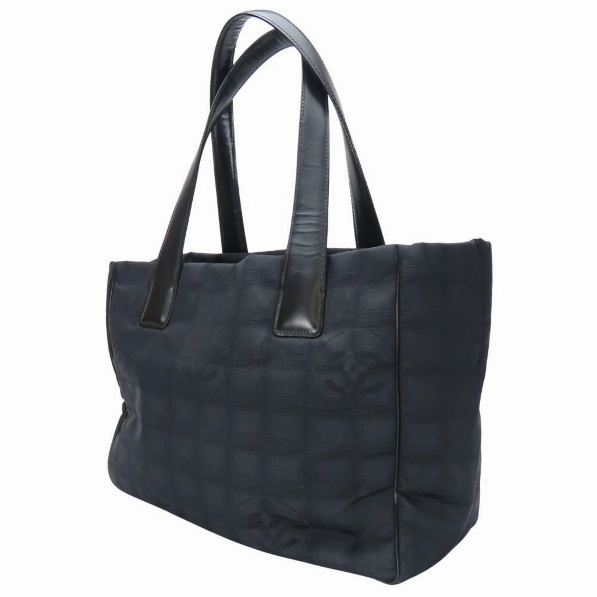 Chanel New Travel Line Jacquard Nylon Leather Tote Bag (Pre-Owned)