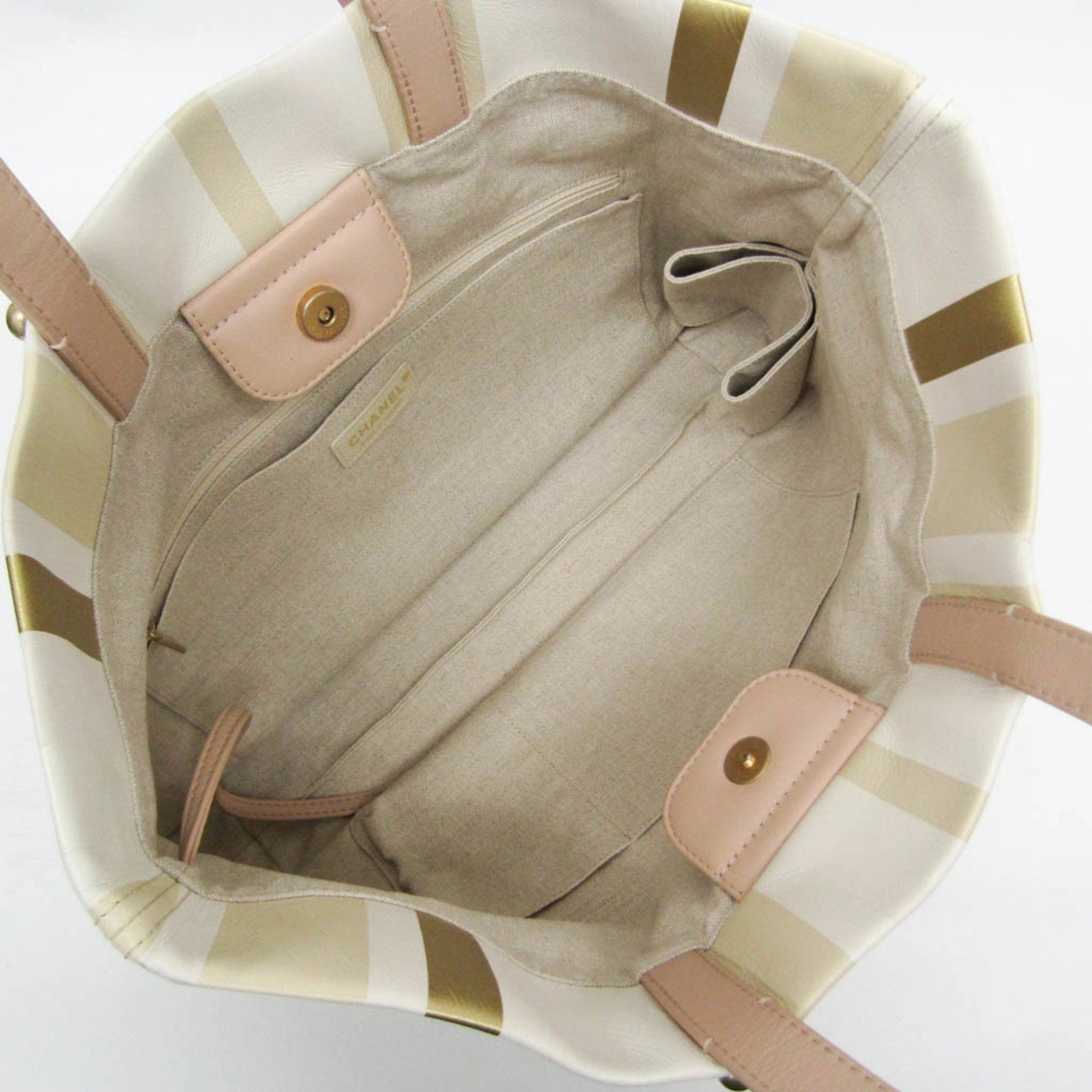 Chanel pink Canvas Leather Handbag Tote Bag (Pre-Owned)