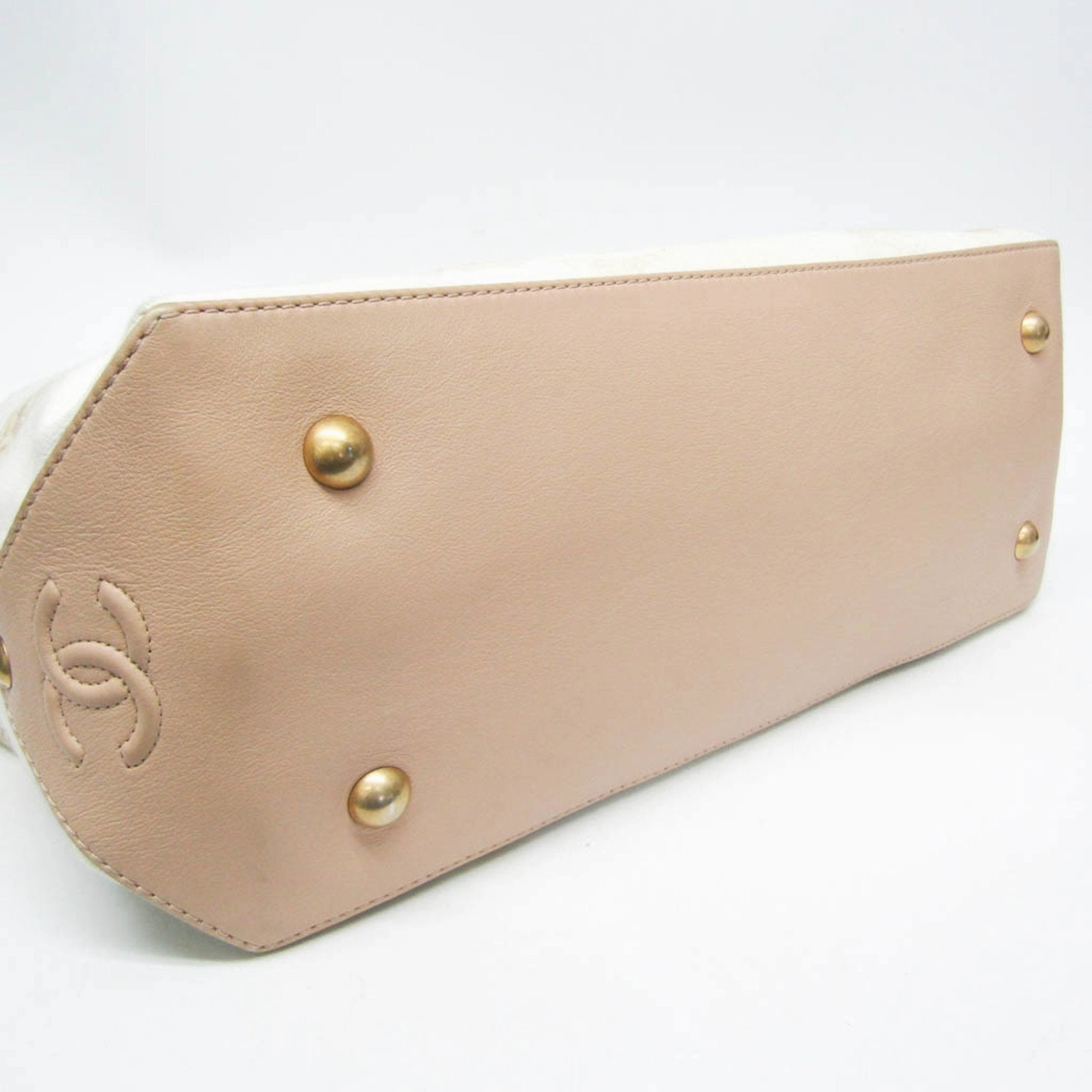 Chanel pink Canvas Leather Handbag Tote Bag (Pre-Owned)