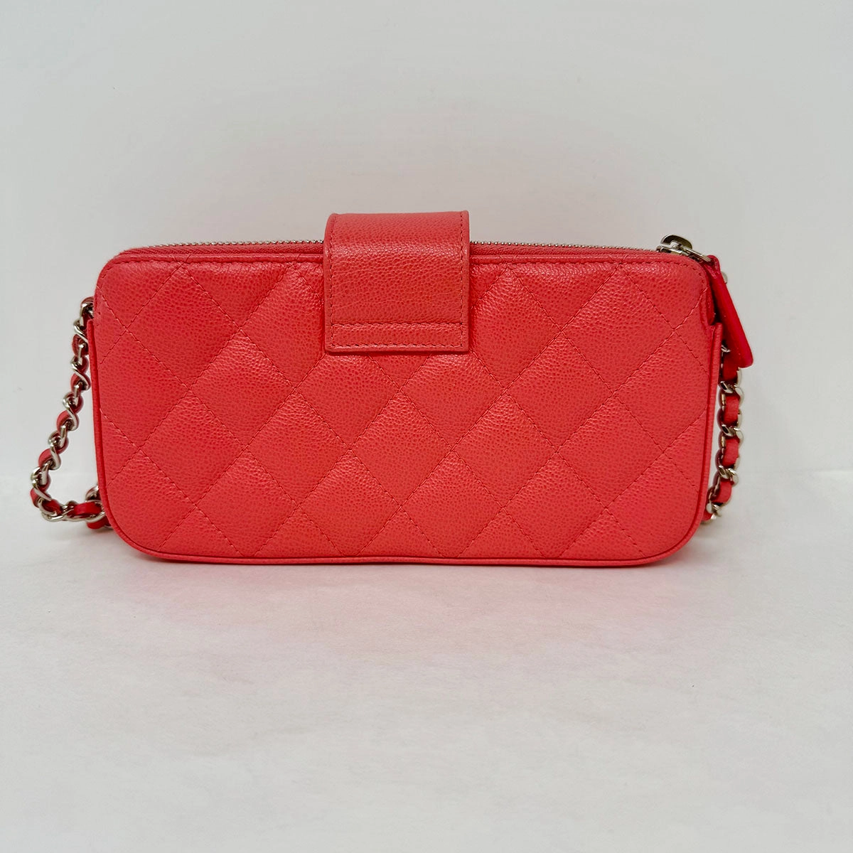 Chanel Quilted Double Zip Clutch on Chain