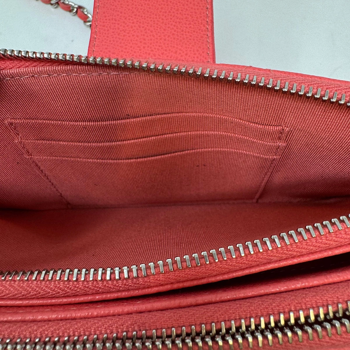 Chanel Quilted Double Zip Clutch on Chain
