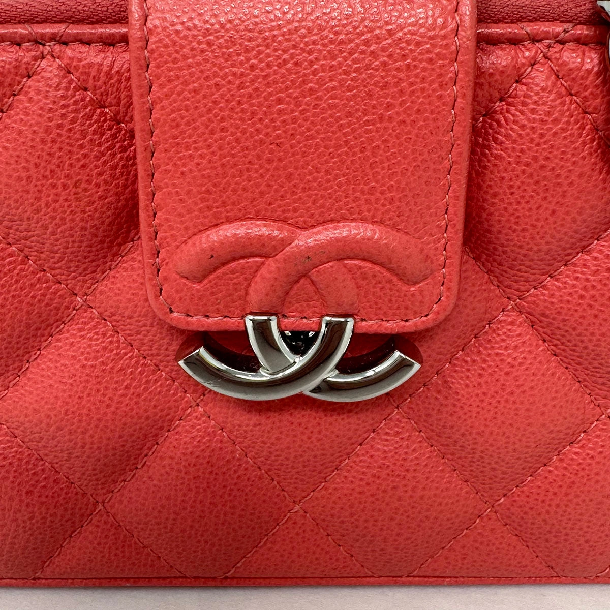 Chanel Quilted Double Zip Clutch on Chain