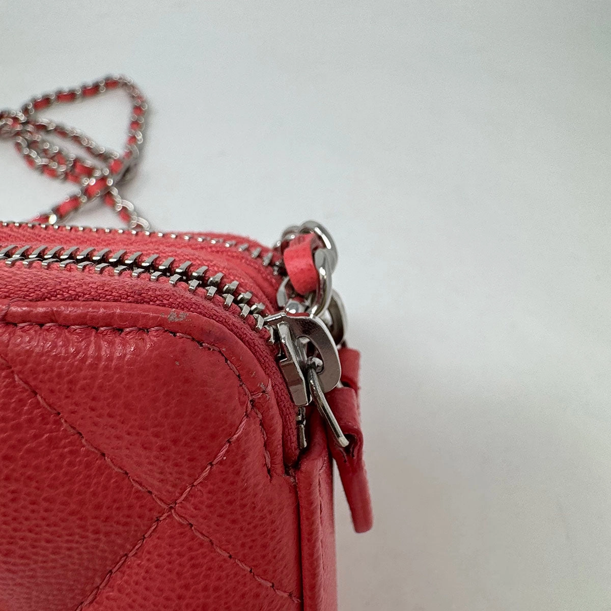 Chanel Quilted Double Zip Clutch on Chain