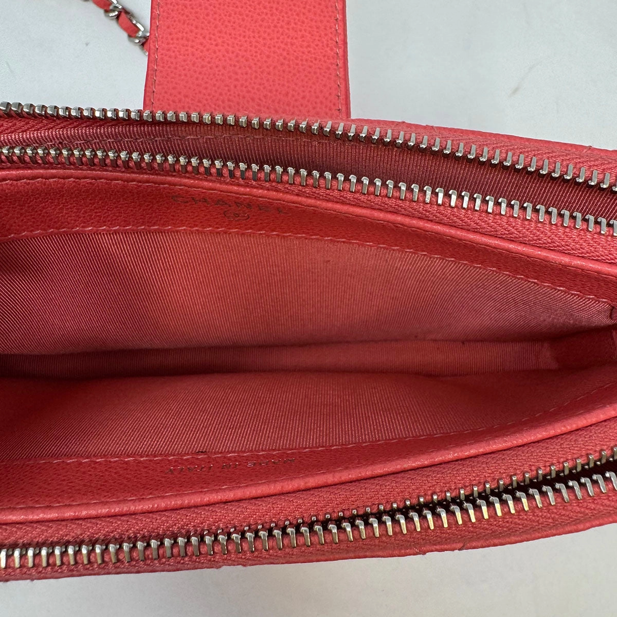 Chanel Quilted Double Zip Clutch on Chain