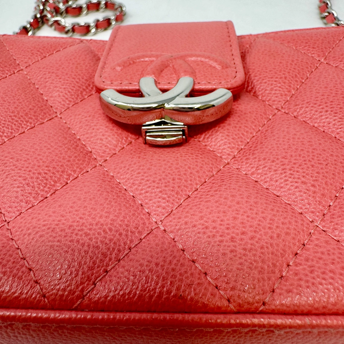 Chanel Quilted Double Zip Clutch on Chain