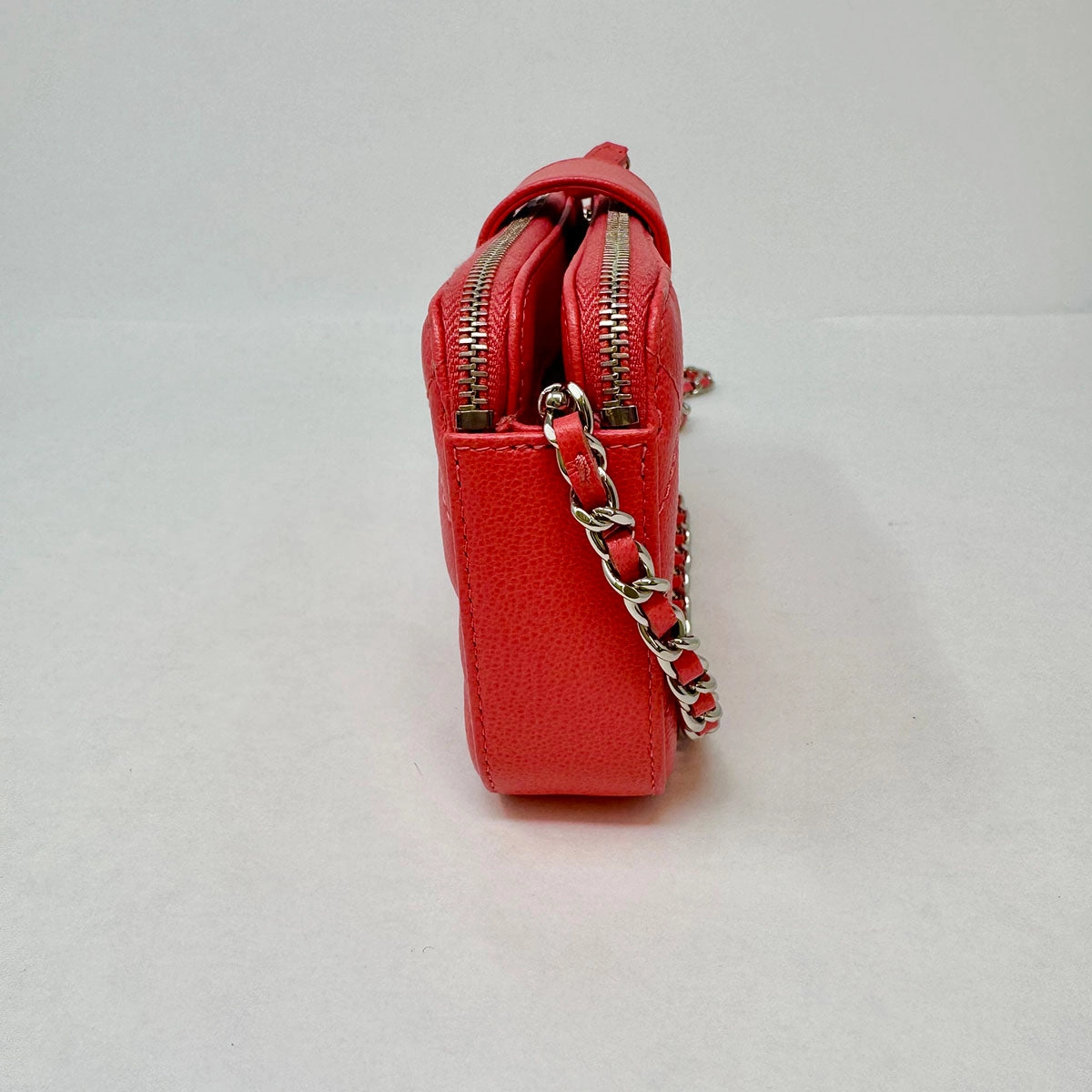 Chanel Quilted Double Zip Clutch on Chain