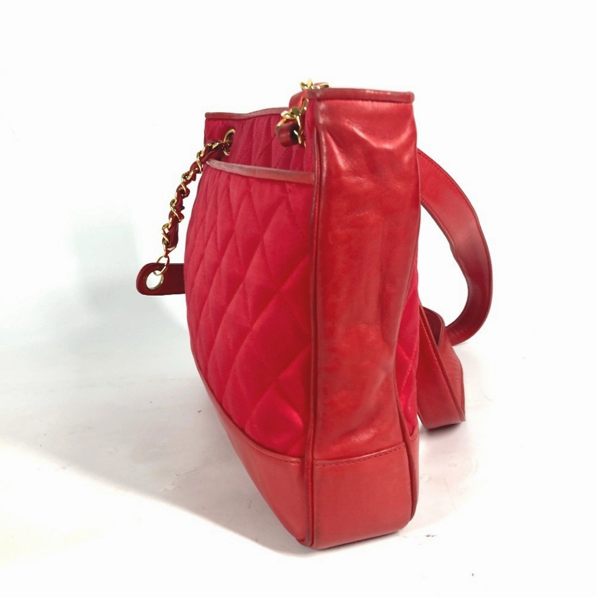 Chanel Satin Leather Shoulder Bag Tote Bag (Pre-Owned)
