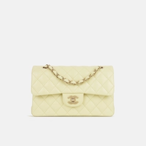 Chanel Small Classic Flap Bag Baby Yellow Caviar CGHW