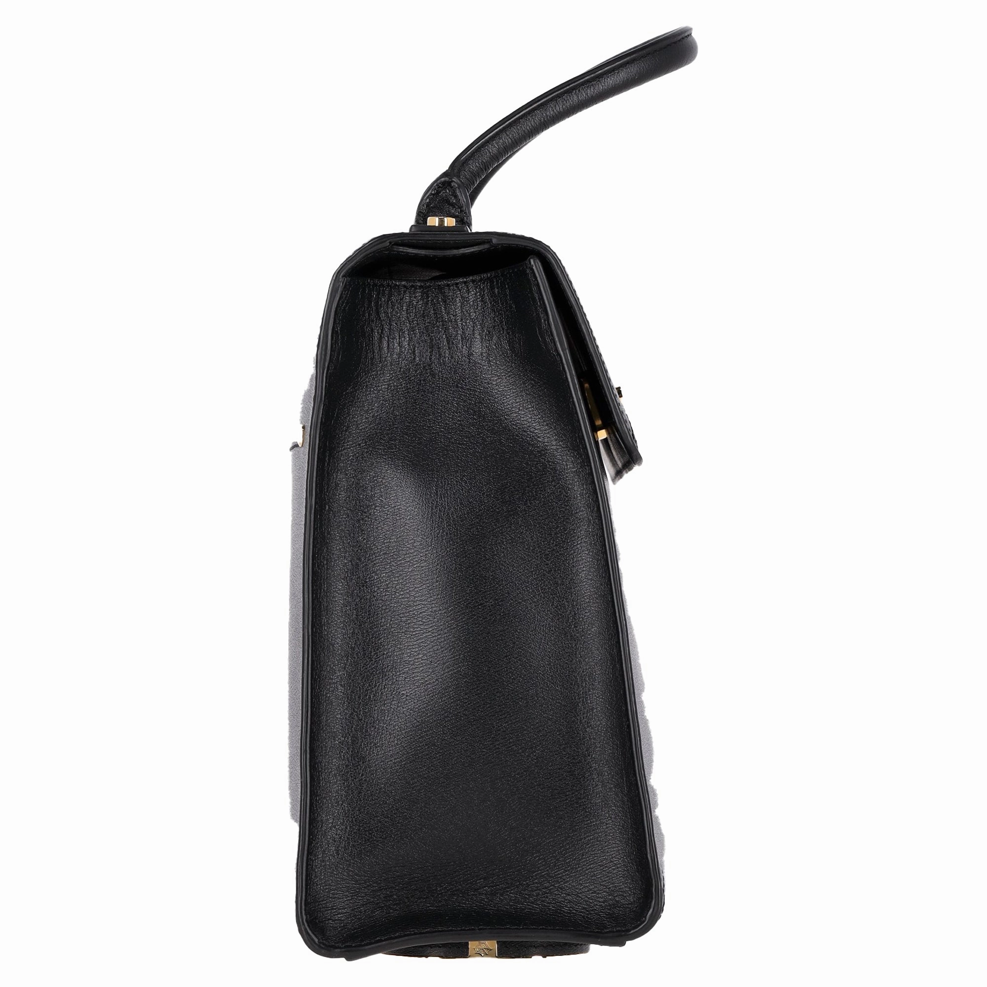 Charlotte Olympia Bogart Top Handle Bag with Gloves in Black Leather