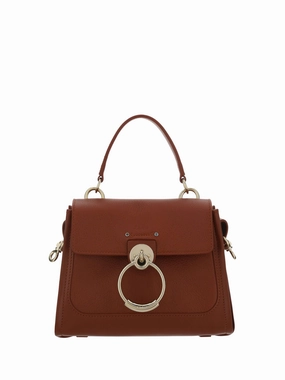 Chlo Elegant Sepia Brown Calfskin Shoulder Handbag