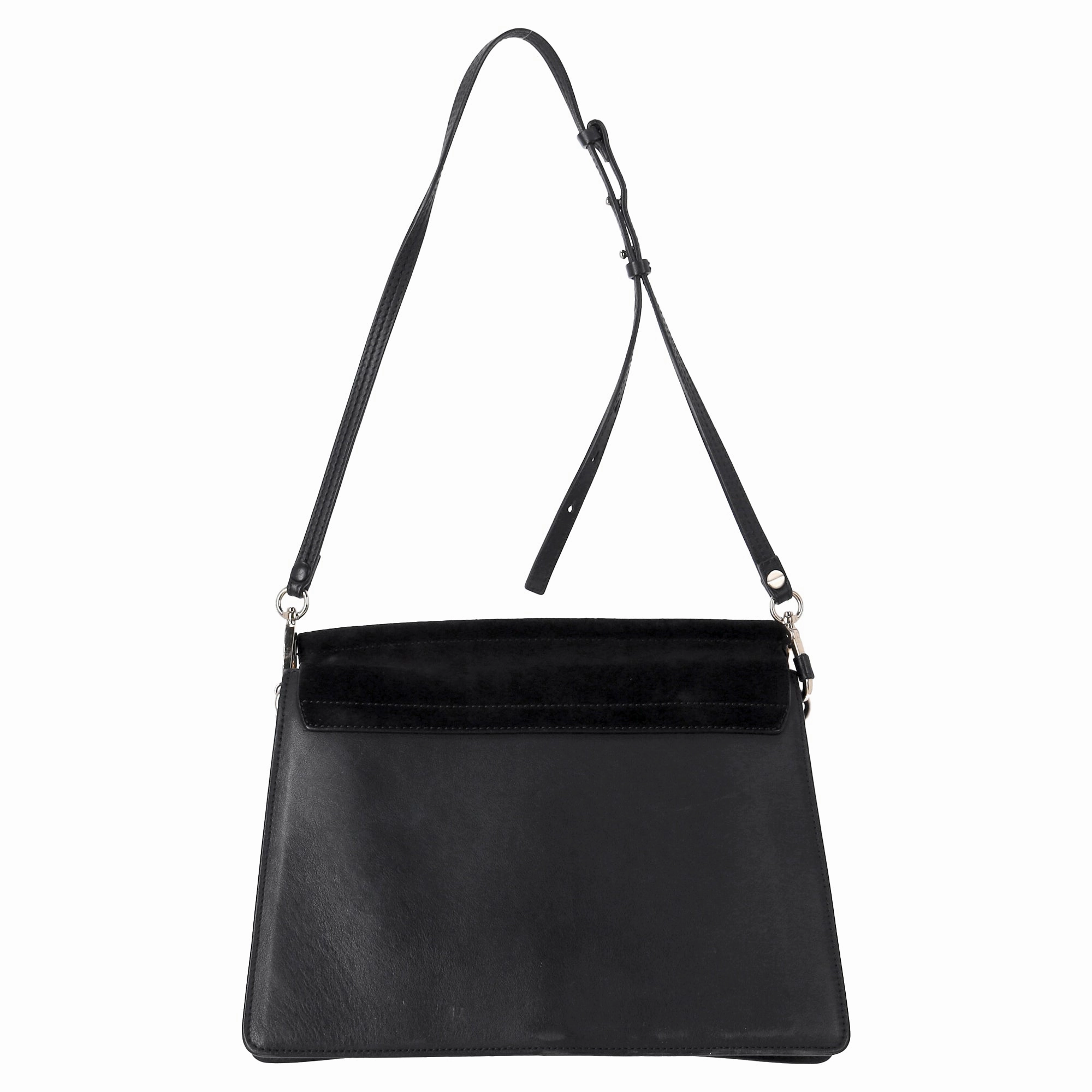Chlo Medium Faye Shoulder Bag in Black Leather and Suede