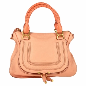 Chlo Medium Marcie Handbag in Peach Calf Leather