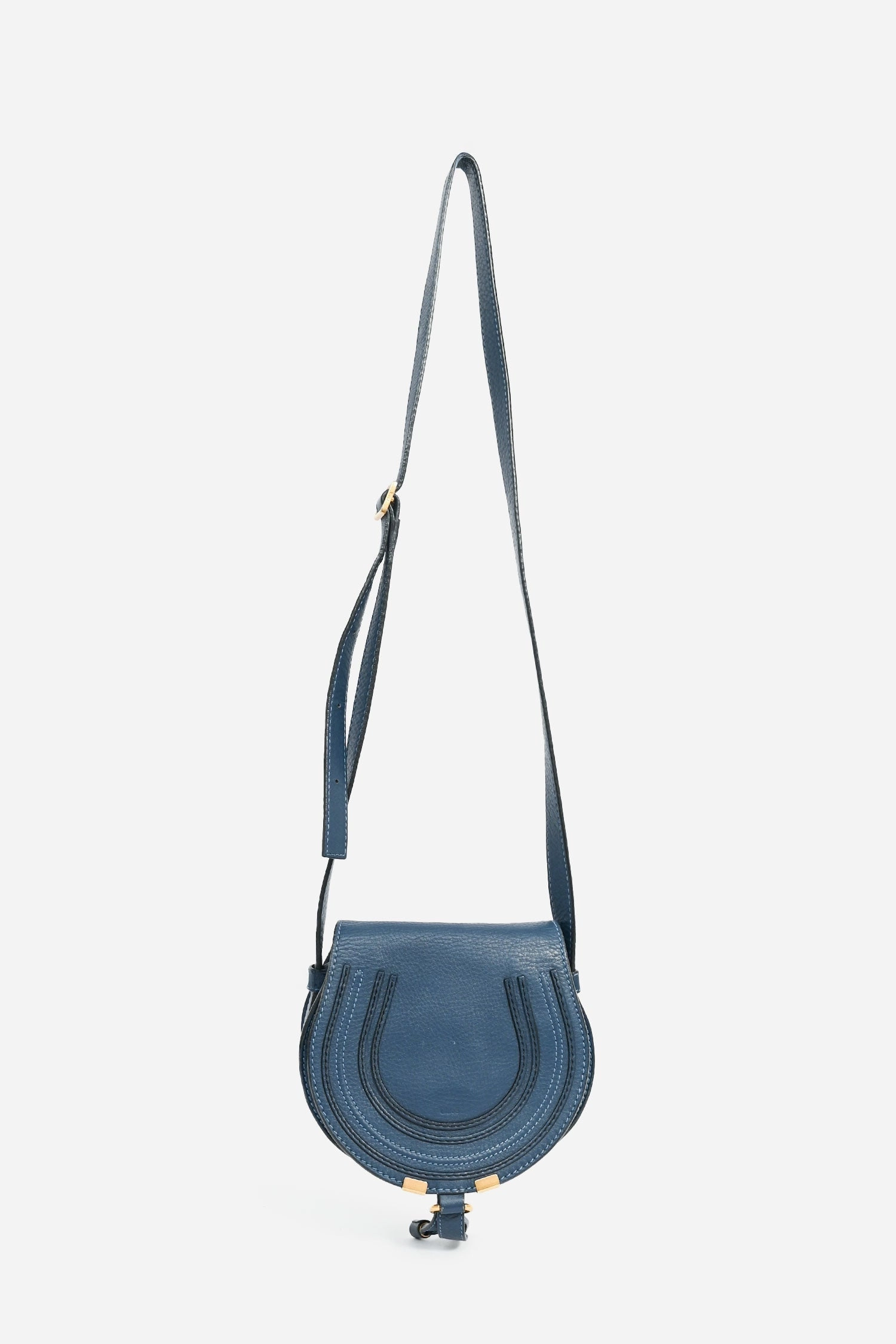 Chloe 2013 Navy Blue Leather Small 'Marcie' Saddle Crossbody Bag