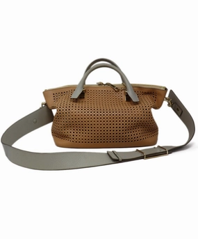 Chloe Tan & Grey Perforated Leather Handbag