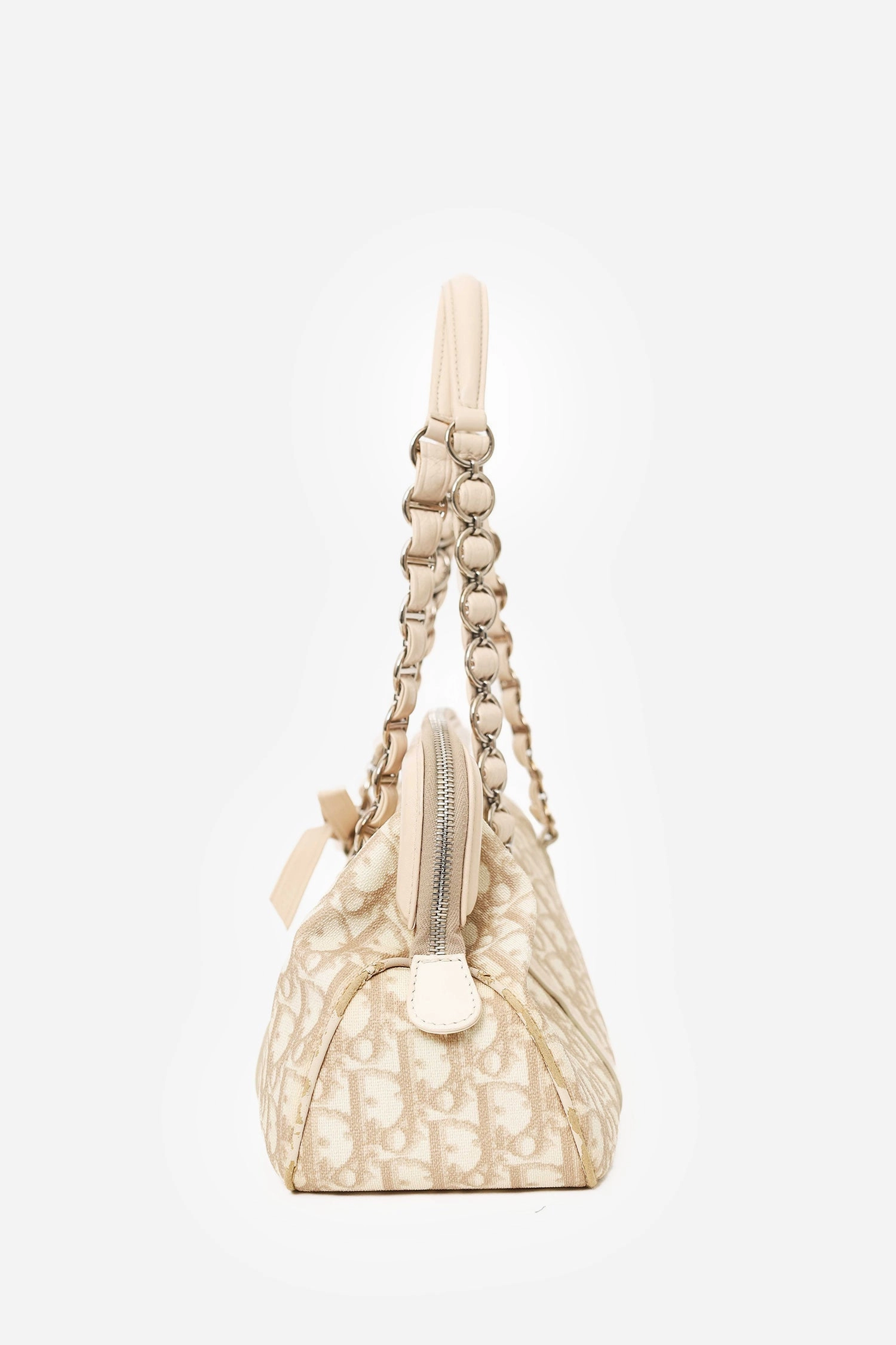 Christian Dior 2006 Beige/White Coated Canvas Diorissimo Romantique Shoulder Bag