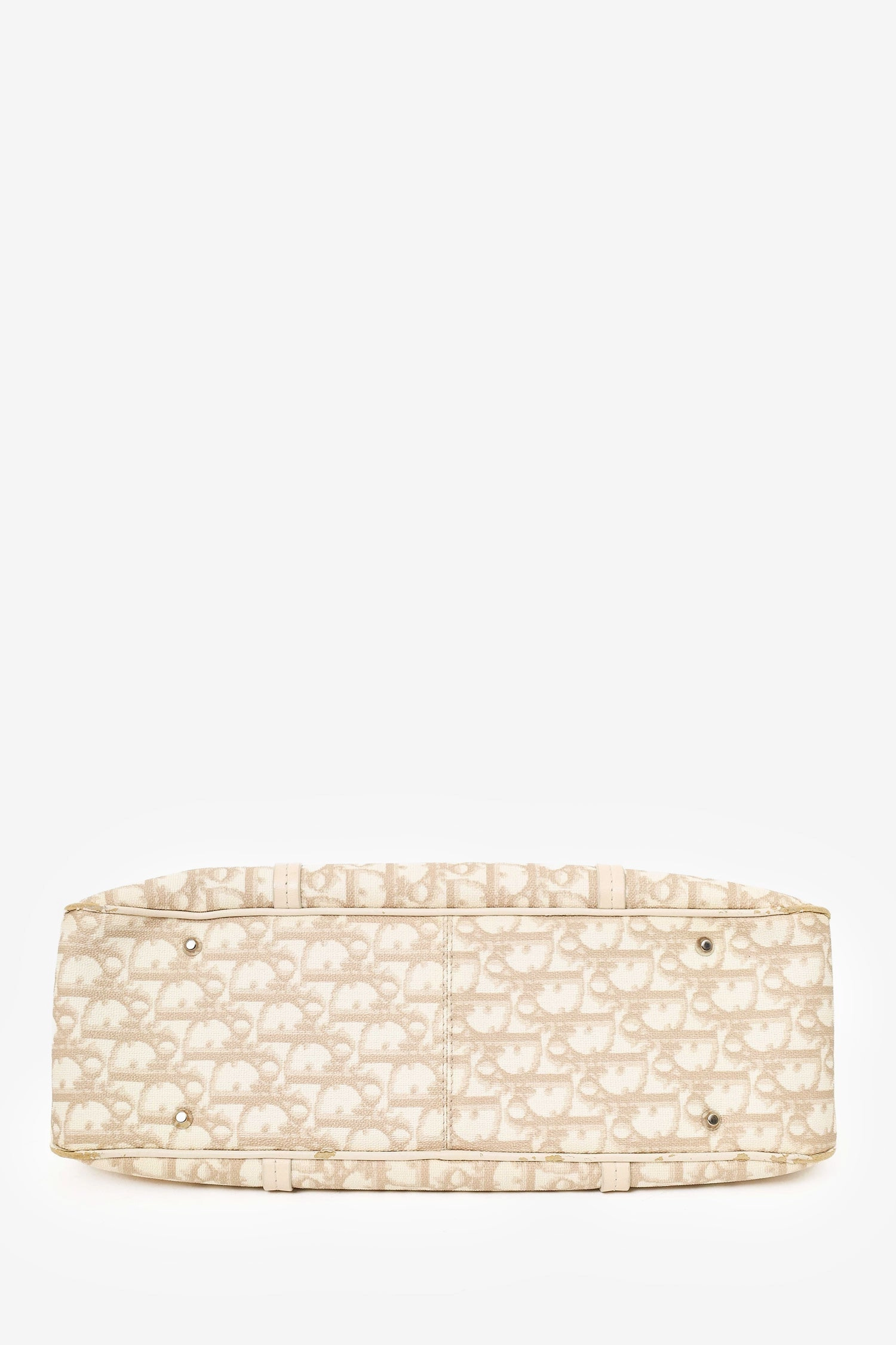 Christian Dior 2006 Beige/White Coated Canvas Diorissimo Romantique Shoulder Bag