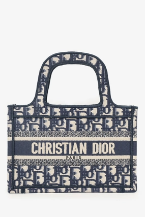 Christian Dior 2020 Navy Oblique Mini Book Tote