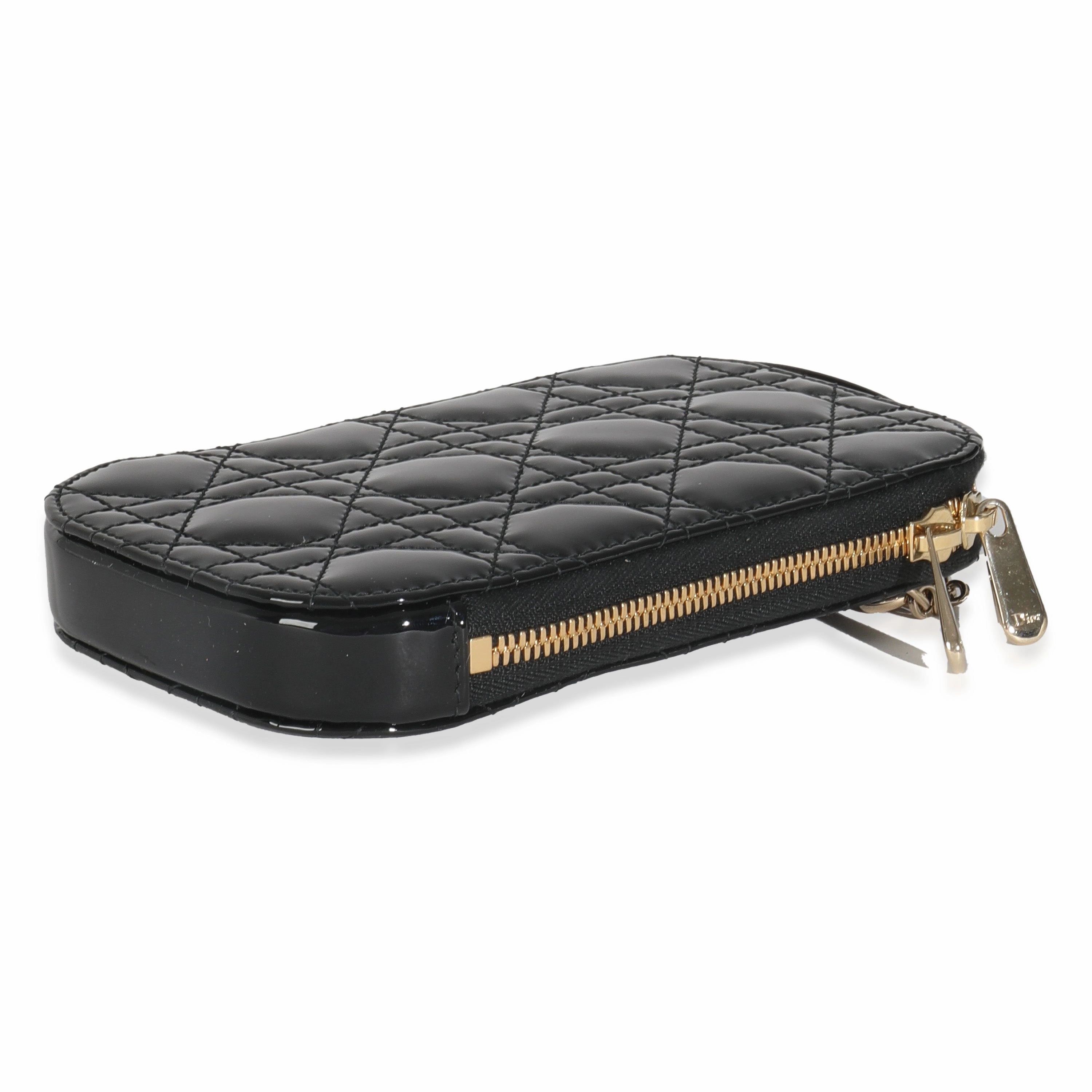 Christian Dior Black Patent Cannage Lady Dior Call'in Dior Phone Holder