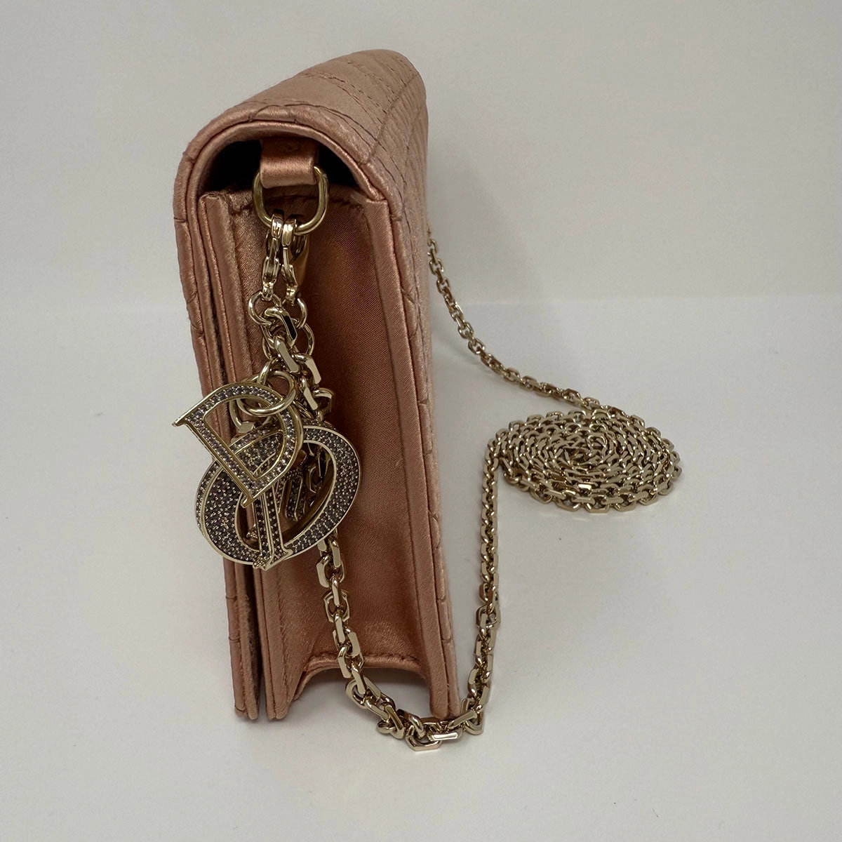 Christian Dior Satin Cannage Wallet on Chain