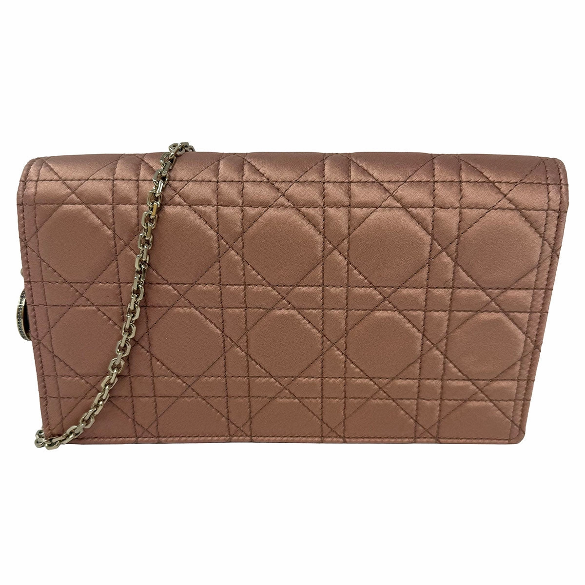 Christian Dior Satin Cannage Wallet on Chain