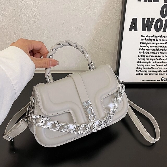 Cintya Women's Small Leather Handbag With Chain