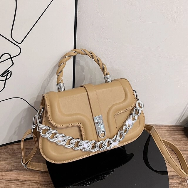 Cintya Women's Small Leather Handbag With Chain