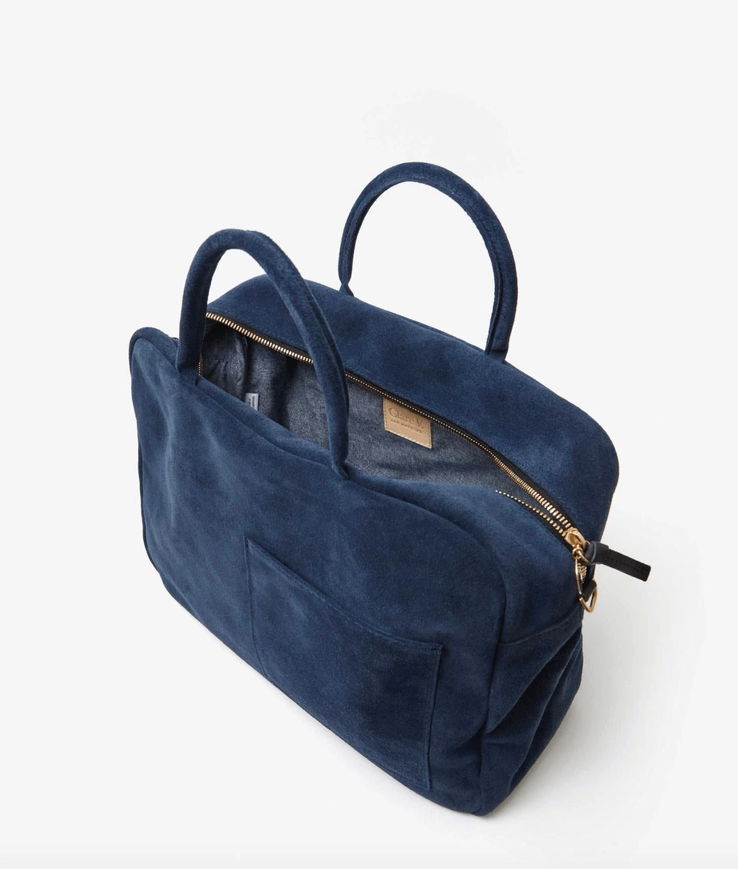 Claude Suede Leather Tote Shoulder Bag In Navy