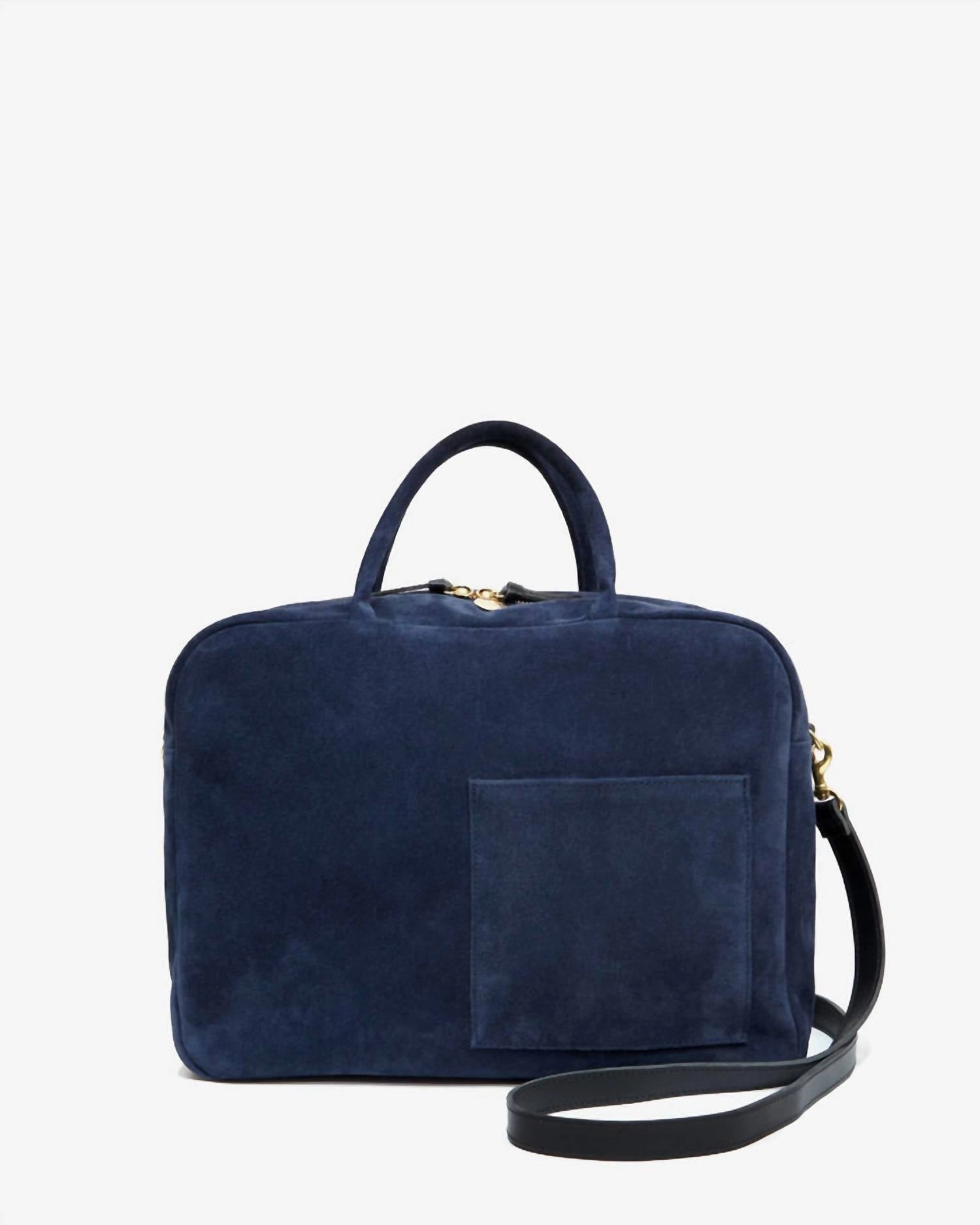 Claude Suede Leather Tote Shoulder Bag In Navy