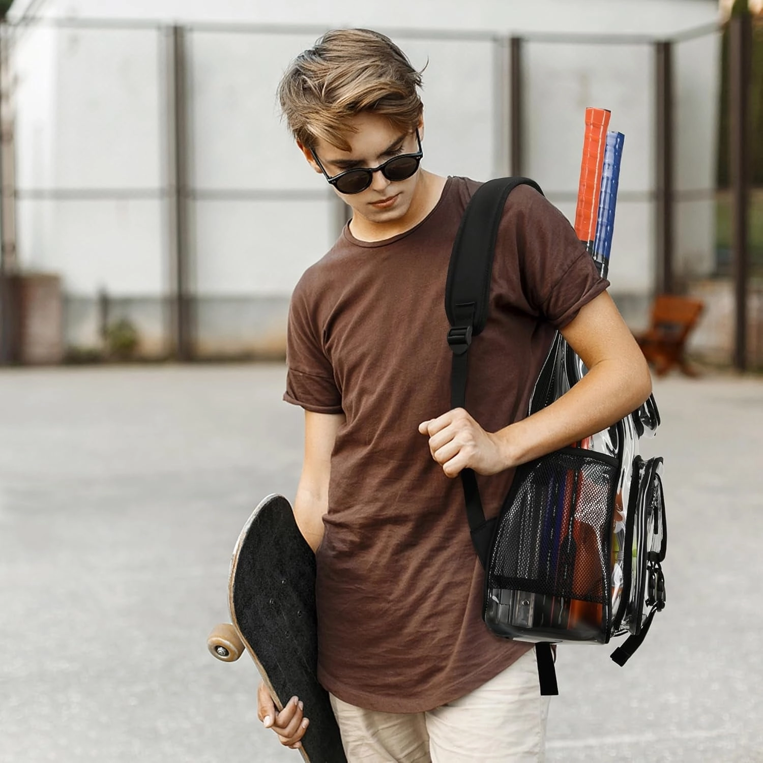 Clear Backpack Stadium Approved Heavy Duty for School Women Men Large PVC Transparent Bookbags with Adjustable Shoulders