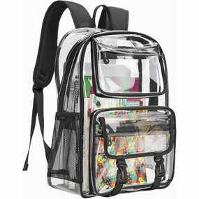Clear Backpack Stadium Approved Heavy Duty for School Women Men Large PVC Transparent Bookbags with Adjustable Shoulders