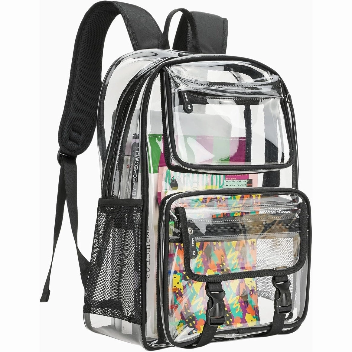Clear Backpack Stadium Approved Heavy Duty for School Women Men Large PVC Transparent Bookbags with Adjustable Shoulders