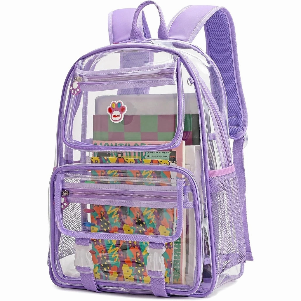 Clear Backpack Stadium Approved Heavy Duty for School Women Men Large PVC Transparent Bookbags with Adjustable Shoulders
