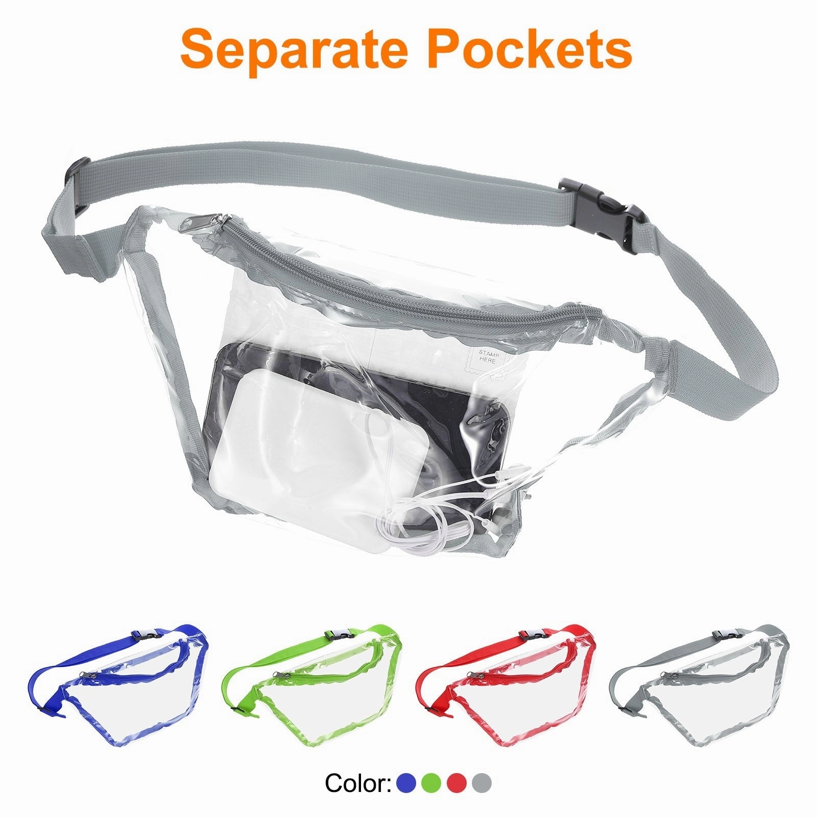 Clear Fanny Pack Stadium Approved Waist Bag, Waterproof for Women