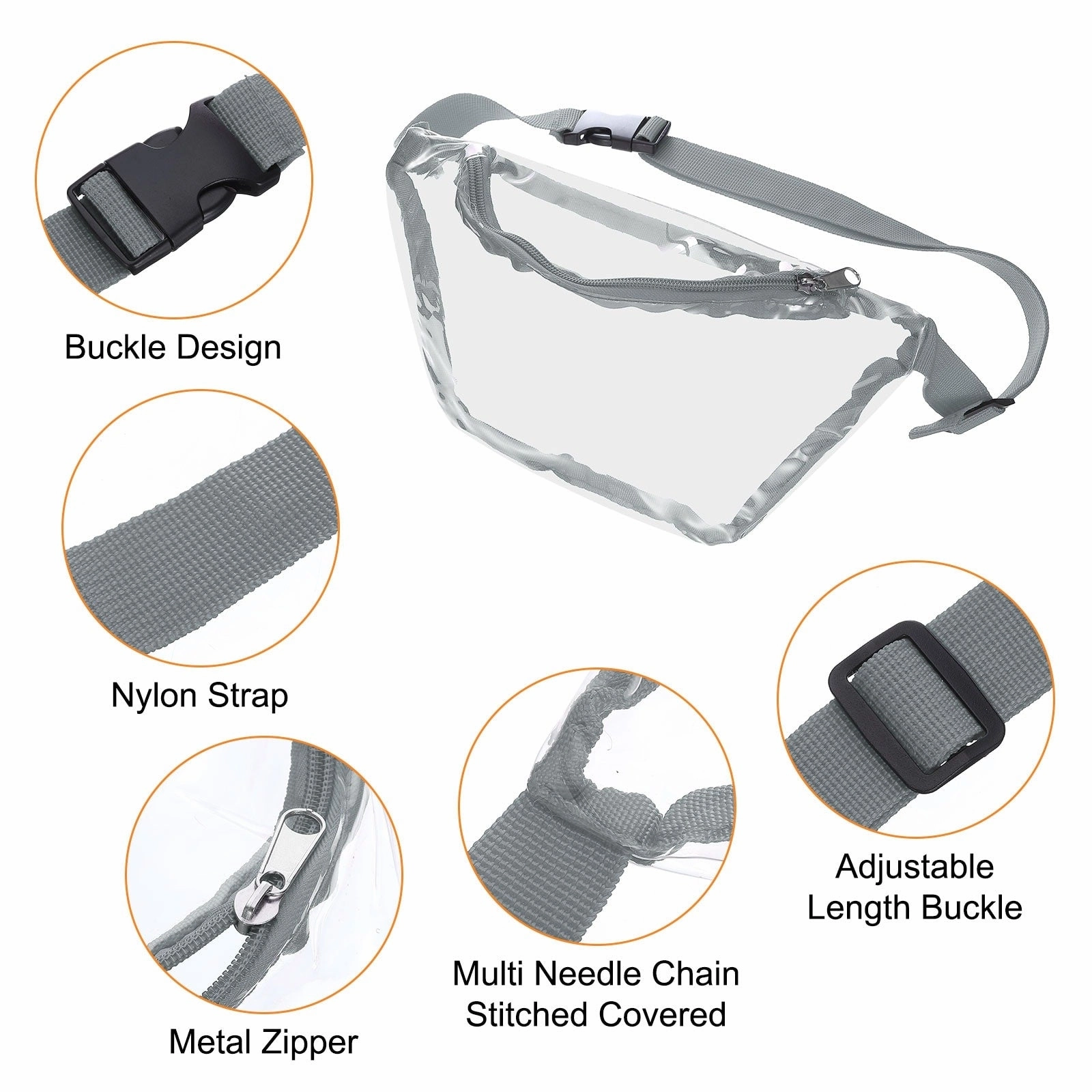 Clear Fanny Pack Stadium Approved Waist Bag, Waterproof for Women