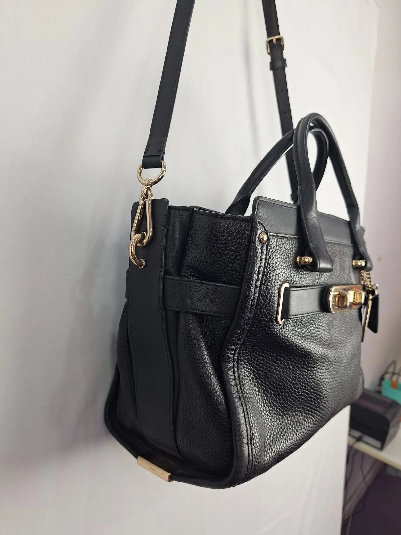 Coach Black Swagger Pebble Leather Bag