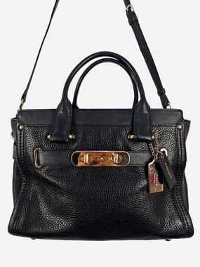 Coach Black Swagger Pebble Leather Bag