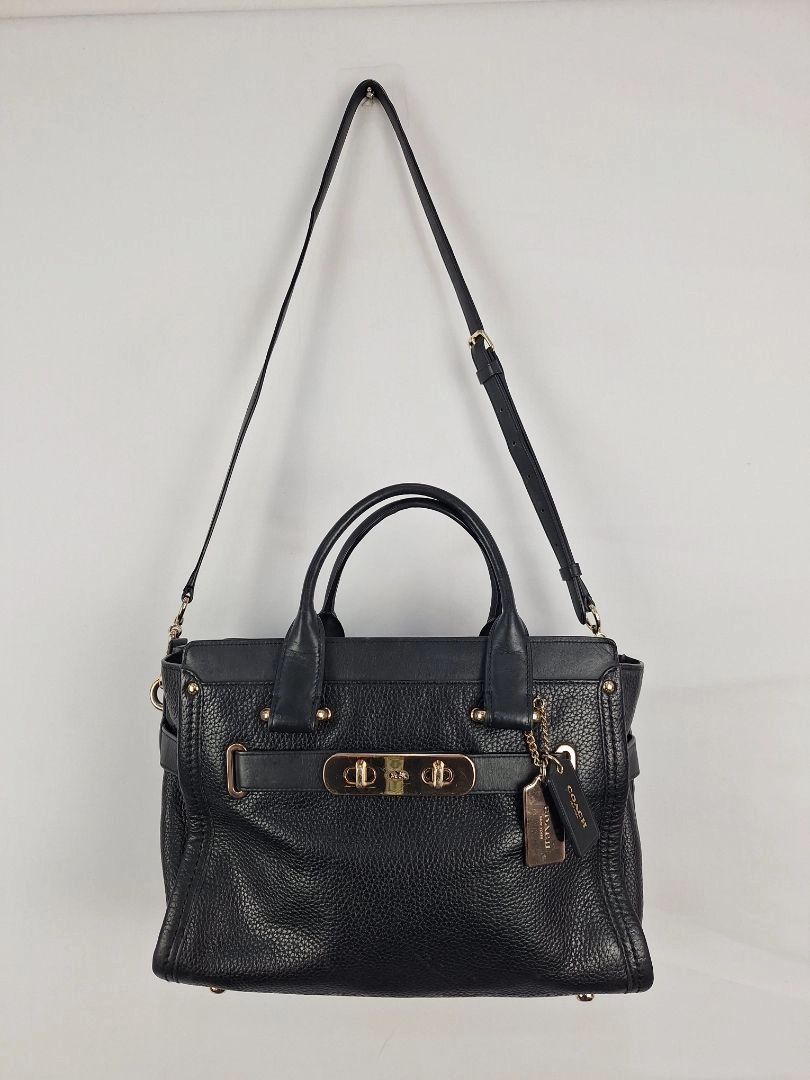 Coach Black Swagger Pebble Leather Bag