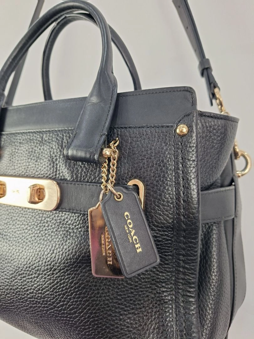 Coach Black Swagger Pebble Leather Bag