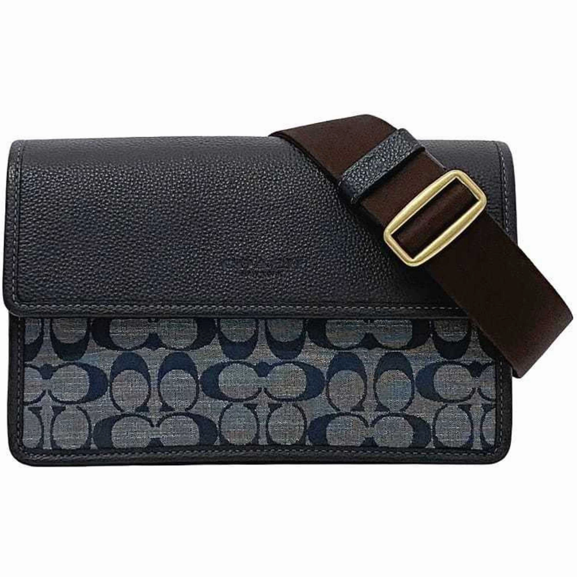 Coach blue Navy Leather Canvas Shoulder Bag (Pre-Owned)